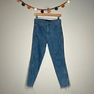 J Brand Blue Star Braid raw hem jeans